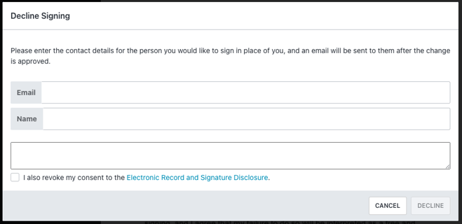 Request to transfer signing