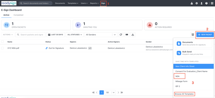 E-Sign Dashboard