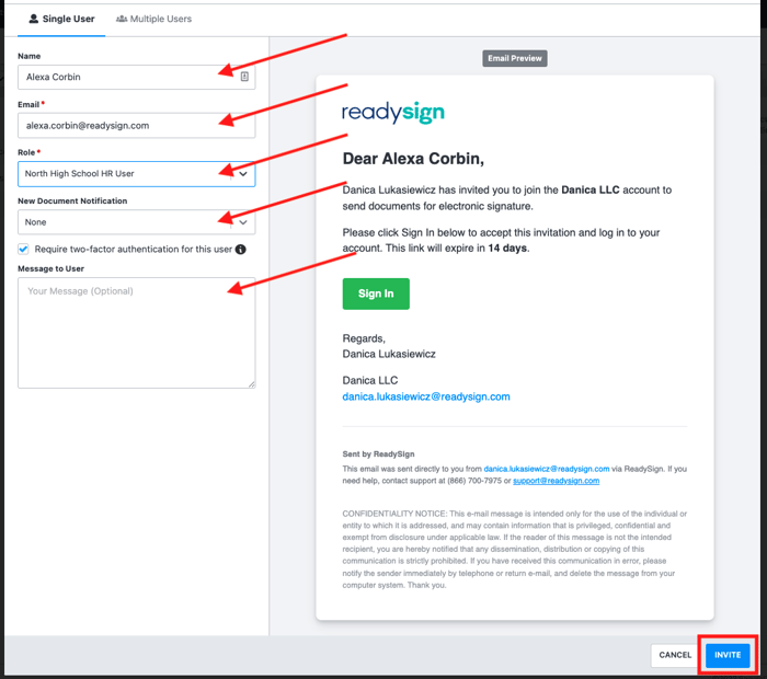 Add User info and select settings