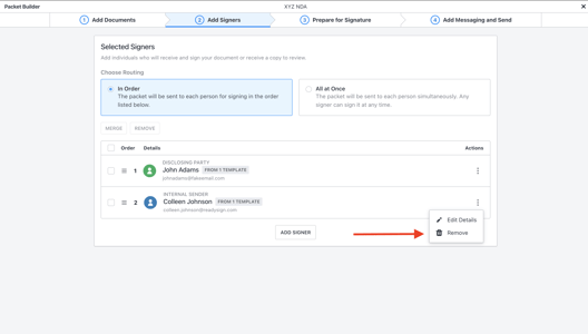 Remove and add signers at this stage