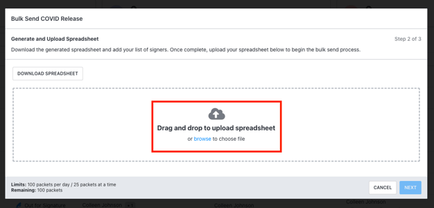 Upload back into the Bulk Send area
