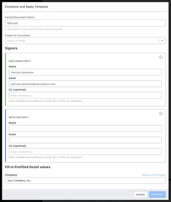 Fill out Fields and Signers