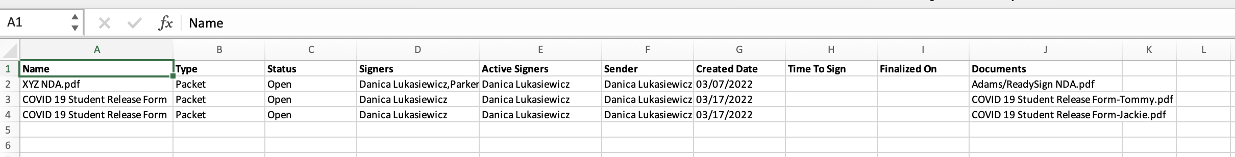 Excel Spreedsheet