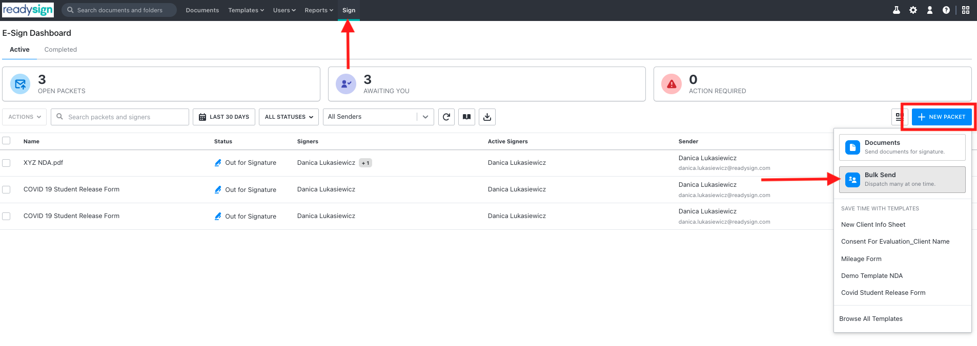 E-Sign Dashboard