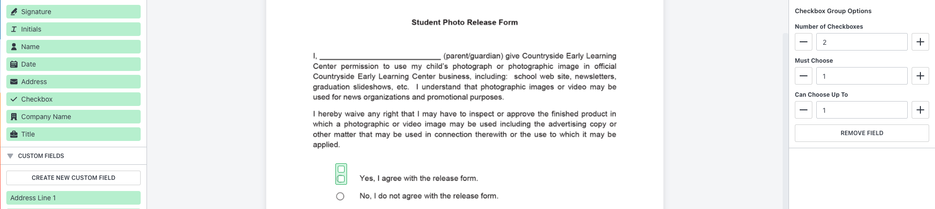Student form